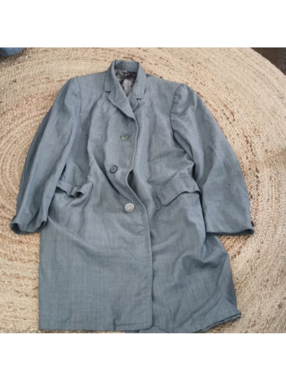 50s -60s vintage French Grey wool atelier mens salt/pepper coat. Size Medium.